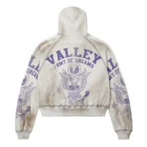Vale Forever Army Zip Up Grey Hoodie back