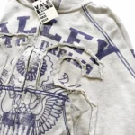 Vale Forever Army Zip Up Grey Hoodie close up