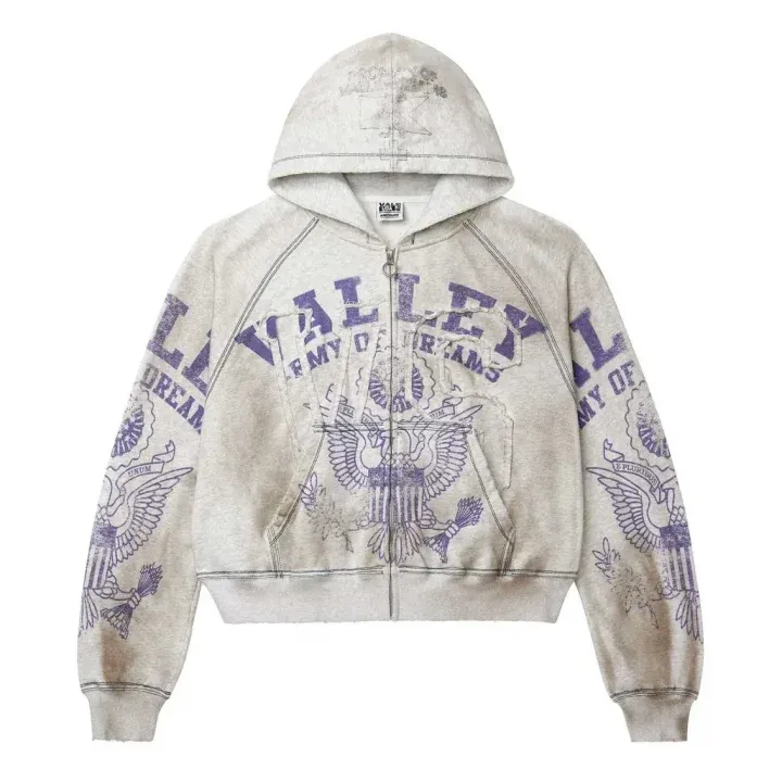 Vale Forever Army Zip Up Grey Hoodie Vale Forever Army Zip Up Grey Hoodie