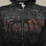 Vale Widow Graphic Zip Hoodie – Black close up