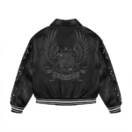 Valley Dreams Studded Black Leather Bomber Jacket back