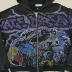 vale valley zip up hoodie close up
